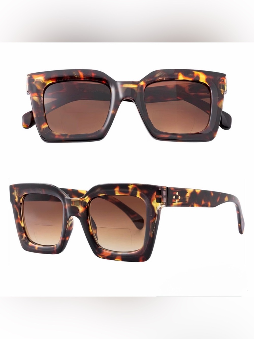 Tortoiseshell Square Frame Women's Sunglasses - Brown Lenses